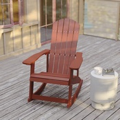 Savannah Poly Resin Wood Adirondack Rocking Chair - All Weather Red Polystyrene - Stainless Steel Hardware, JJ-C14705-RED-GG