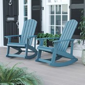 Savannah All-Weather Poly Resin Wood Adirondack Rocking Chair with Rust Resistant Stainless Steel Hardware in Sea Foam - Set of 2, JJ-C14705-SFM-2-GG