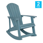 Savannah All-Weather Poly Resin Wood Adirondack Rocking Chair with Rust Resistant Stainless Steel Hardware in Sea Foam - Set of 2, JJ-C14705-SFM-2-GG