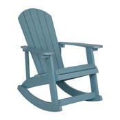 Savannah All-Weather Poly Resin Wood Adirondack Rocking Chair with Rust Resistant Stainless Steel Hardware in Sea Foam, JJ-C14705-SFM-GG