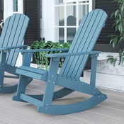 Savannah All-Weather Poly Resin Wood Adirondack Rocking Chair with Rust Resistant Stainless Steel Hardware in Sea Foam, JJ-C14705-SFM-GG