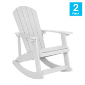 Savannah All-Weather Poly Resin Wood Adirondack Rocking Chair with Rust Resistant Stainless Steel Hardware in White - Set of 2, JJ-C14705-WH-2-GG