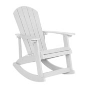 Savannah All-Weather Poly Resin Wood Adirondack Rocking Chair with Rust Resistant Stainless Steel Hardware in White, JJ-C14705-WH-GG