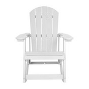 Savannah All-Weather Poly Resin Wood Adirondack Rocking Chair with Rust Resistant Stainless Steel Hardware in White, JJ-C14705-WH-GG