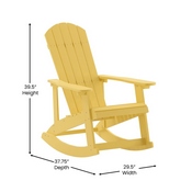 Savannah Poly Resin Wood Adirondack Rocking Chair - All Weather Yellow Polystyrene - Stainless Steel Hardware - Set of 2, JJ-C14705-YLW-2-GG