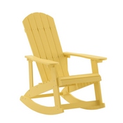 Savannah Poly Resin Wood Adirondack Rocking Chair - All Weather Yellow Polystyrene - Stainless Steel Hardware, JJ-C14705-YLW-GG