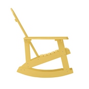 Savannah Poly Resin Wood Adirondack Rocking Chair - All Weather Yellow Polystyrene - Stainless Steel Hardware, JJ-C14705-YLW-GG