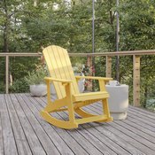 Savannah Poly Resin Wood Adirondack Rocking Chair - All Weather Yellow Polystyrene - Stainless Steel Hardware, JJ-C14705-YLW-GG