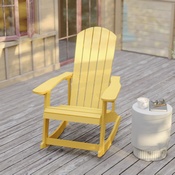 Savannah Poly Resin Wood Adirondack Rocking Chair - All Weather Yellow Polystyrene - Stainless Steel Hardware, JJ-C14705-YLW-GG