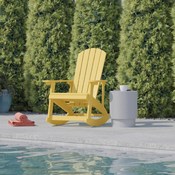 Savannah Poly Resin Wood Adirondack Rocking Chair - All Weather Yellow Polystyrene - Stainless Steel Hardware, JJ-C14705-YLW-GG