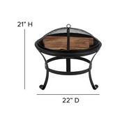 Savannah Set of 4 White All-Weather Poly Resin Wood Adirondack Rocking Chairs with 22" Round Wood Burning Fire Pit, JJ-C147054-202-WH-GG