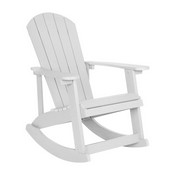 Savannah Set of 4 White All-Weather Poly Resin Wood Adirondack Rocking Chairs with 22" Round Wood Burning Fire Pit, JJ-C147054-202-WH-GG