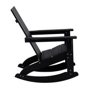 Set of 2 Black Finn Modern All-Weather 2-Slat Poly Resin Rocking Adirondack Chairs with Matching Side Table, JJ-C14709-2-T14001-BK-GG