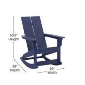 Set of 2 Navy Finn Modern All-Weather 2-Slat Poly Resin Rocking Adirondack Chairs with Complementary White Side Table, JJ-C14709-2-T14001-NW-GG