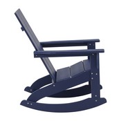 Set of 2 Navy Finn Modern All-Weather 2-Slat Poly Resin Rocking Adirondack Chairs with Complementary White Side Table, JJ-C14709-2-T14001-NW-GG