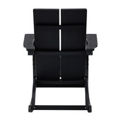 Finn Modern All-Weather 2-Slat Poly Resin Rocking Adirondack Chair with Rust Resistant Stainless Steel Hardware in Black - Set of2, JJ-C14709-BK-2-GG