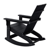Finn Modern All-Weather 2-Slat Poly Resin Rocking Adirondack Chair with Rust Resistant Stainless Steel Hardware in Black - Set of2, JJ-C14709-BK-2-GG