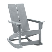 Finn Modern All-Weather 2-Slat Poly Resin Wood Rocking Adirondack Chair with Rust Resistant Stainless Steel Hardware in Gray, JJ-C14709-GY-GG