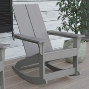 Finn Modern All-Weather 2-Slat Poly Resin Wood Rocking Adirondack Chair with Rust Resistant Stainless Steel Hardware in Gray, JJ-C14709-GY-GG
