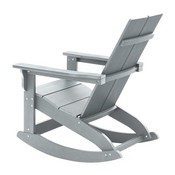 Finn Modern All-Weather 2-Slat Poly Resin Wood Rocking Adirondack Chair with Rust Resistant Stainless Steel Hardware in Gray, JJ-C14709-GY-GG