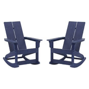 Finn Modern All-Weather 2-Slat Poly Resin Rocking Adirondack Chair with Rust Resistant Stainless Steel Hardware in Navy - Set of2, JJ-C14709-NV-2-GG
