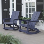 Finn Modern All-Weather 2-Slat Poly Resin Rocking Adirondack Chair with Rust Resistant Stainless Steel Hardware in Navy - Set of2, JJ-C14709-NV-2-GG