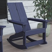 Finn Modern All-Weather 2-Slat Poly Resin Rocking Adirondack Chair with Rust Resistant Stainless Steel Hardware in Navy - Set of2, JJ-C14709-NV-2-GG