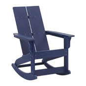 Finn Modern All-Weather 2-Slat Poly Resin Wood Rocking Adirondack Chair with Rust Resistant Stainless Steel Hardware in Navy, JJ-C14709-NV-GG