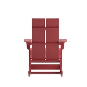 Finn Modern Commercial Poly Resin Wood Adirondack Rocking Chair - All Weather Red Polystyrene - Dual Slat Back - Stainless Steel Hardware - Set of 2, JJ-C14709-RED-2-GG
