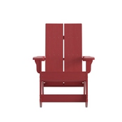 Finn Modern Commercial Poly Resin Wood Adirondack Rocking Chair - All Weather Red Polystyrene - Dual Slat Back - Stainless Steel Hardware - Set of 2, JJ-C14709-RED-2-GG