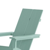 Finn Modern Commercial Poly Resin Wood Adirondack Rocking Chair-All Weather Sea Foam Polystyrene-Dual Slat Back-Stainless Steel Hardware-Set of 2, JJ-C14709-SFM-2-GG