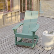 Finn Modern Commercial Poly Resin Wood Adirondack Rocking Chair-All Weather Sea Foam Polystyrene-Dual Slat Back-Stainless Steel Hardware-Set of 2, JJ-C14709-SFM-2-GG
