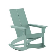 Finn Modern Commercial Grade Poly Resin Wood Adirondack Rocking Chair - All Weather Sea Foam Polystyrene - Dual Slat Back - Stainless Steel Hardware, JJ-C14709-SFM-GG