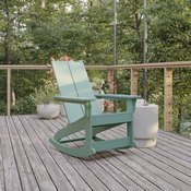 Finn Modern Commercial Grade Poly Resin Wood Adirondack Rocking Chair - All Weather Sea Foam Polystyrene - Dual Slat Back - Stainless Steel Hardware, JJ-C14709-SFM-GG