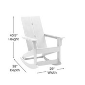 Finn Modern All-Weather 2-Slat Poly Resin Wood Rocking Adirondack Chair with Rust Resistant Stainless Steel Hardware in White, JJ-C14709-WH-GG