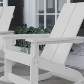 Finn Modern All-Weather 2-Slat Poly Resin Wood Rocking Adirondack Chair with Rust Resistant Stainless Steel Hardware in White, JJ-C14709-WH-GG