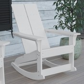 Finn Modern All-Weather 2-Slat Poly Resin Wood Rocking Adirondack Chair with Rust Resistant Stainless Steel Hardware in White, JJ-C14709-WH-GG