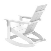 Finn Modern All-Weather 2-Slat Poly Resin Wood Rocking Adirondack Chair with Rust Resistant Stainless Steel Hardware in White, JJ-C14709-WH-GG