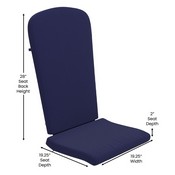 Charlestown Set of 2 All Weather Indoor/Outdoor High Back Adirondack Chair Cushions, Patio Furniture Replacement Cushions - Blue, JJ-CSN14501-BL-2-GG