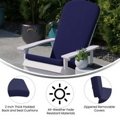 Charlestown Set of 2 All Weather Indoor/Outdoor High Back Adirondack Chair Cushions, Patio Furniture Replacement Cushions - Blue, JJ-CSN14501-BL-2-GG