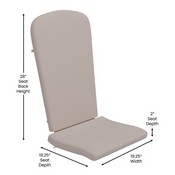 Charlestown Set of 2 All Weather Indoor/Outdoor High Back Adirondack Chair Cushions, Patio Furniture Replacement Cushions - Cream, JJ-CSN14501-CREAM-2-GG