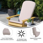 Charlestown Set of 2 All Weather Indoor/Outdoor High Back Adirondack Chair Cushions, Patio Furniture Replacement Cushions - Cream, JJ-CSN14501-CREAM-2-GG