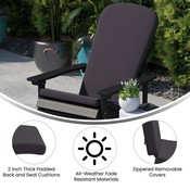 Charlestown Set of 2 All Weather Indoor/Outdoor High Back Adirondack Chair Cushions, Patio Furniture Replacement Cushions - Gray, JJ-CSN14501-GY-2-GG