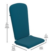Charlestown Set of 2 All Weather Indoor/Outdoor High Back Adirondack Chair Cushions, Patio Furniture Replacement Cushions - Teal, JJ-CSN14501-TL-2-GG