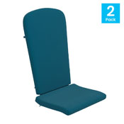 Charlestown Set of 2 All Weather Indoor/Outdoor High Back Adirondack Chair Cushions, Patio Furniture Replacement Cushions - Teal, JJ-CSN14501-TL-2-GG