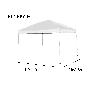 10'x10' White Outdoor Pop Up Event Slanted Leg Canopy Tent with Carry Bag, JJ-GZ1010-WH-GG