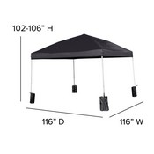 Harris 10'x10' Black Pop Up Event Straight Leg Canopy Tent with Sandbags and Wheeled Case, JJ-GZ1010PKG-BK-GG