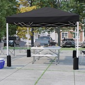 Harris 10'x10' Black Pop Up Event Straight Leg Canopy Tent with Sandbags and Wheeled Case, JJ-GZ1010PKG-BK-GG