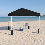 Harris 10'x10' Black Pop Up Event Straight Leg Canopy Tent with Sandbags and Wheeled Case, JJ-GZ1010PKG-BK-GG