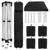 Harris 10'x10' Black Pop Up Event Straight Leg Canopy Tent with Sandbags and Wheeled Case, JJ-GZ1010PKG-BK-GG